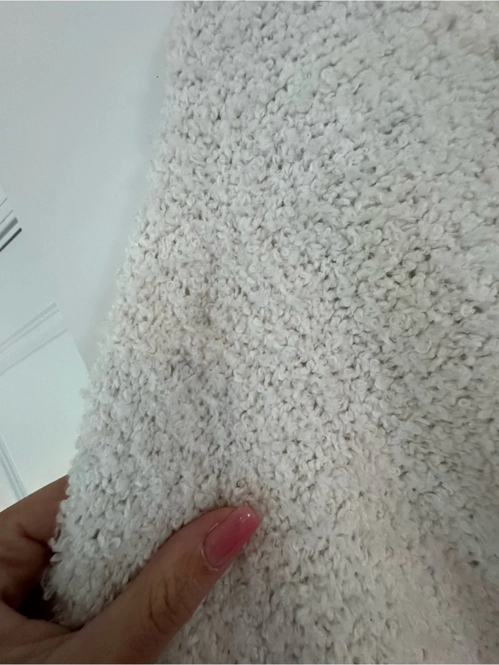 Free People Cream V-Neck Textured Knit Sweater